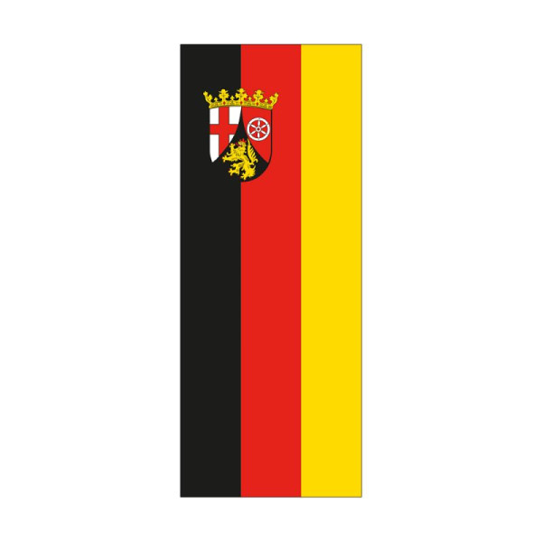 Stein HGS Landesflagge Rheinland-Pfalz, 300 x 120 cm (Hochformat), mit Kunststoff-Karabiner, FlagTop 110 g/m², für Fahnenmasten 7 m, mit Hohlsaum für Ø 4 cm Ausleger, 26502