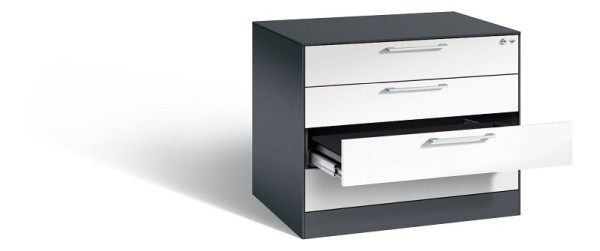 C+P Karteischrank Asisto, H710xB800xT600mm, Farbe: Schwarzgrau / Verkehrsweiß, Bügelgriff, 146273-424 S10018