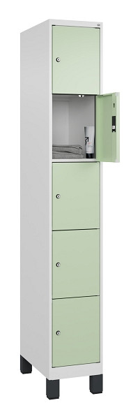 C+P Schließfachschrank Evolo PLUS, mit Füßen, 5 Fächer, 1950x300x500mm, 9016/60, 049010-105 S10019