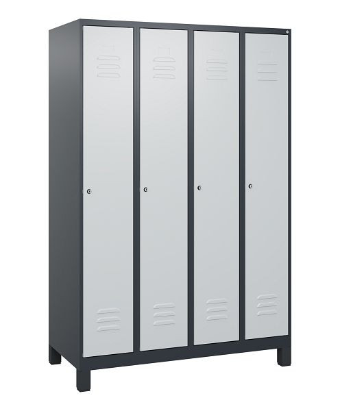 C+P Umkleidespind Classic PLUS, Füße, 4 Abteile, 1800x1200x500mm, 7016/7035, Zylinderschlösser, 0800107-40 S10028