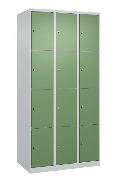 C+P Schließfachschrank Classic PLUS, 3 Abteile mit je 4 Fächern, 1850x900x500mm, 7035/6011, 080000-304 S10006