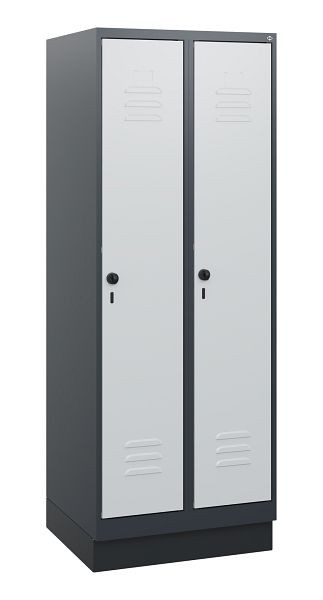 C+P Umkleidespind Classic PLUS, Sockel, 2 Abteile, 1630x600x500mm, 7016/7035, Drehriegel, 0800205-20 S10013
