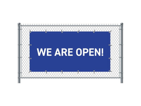 Showdown Displays Zaun-Banner 200 x 100 cm Geöffnet Englisch Blau, FBG200-100-I679