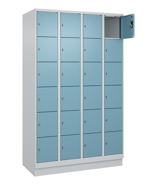 C+P Schließfachschrank Evolo PLUS, mit Sockel, 24 Fächer, 1950x1200x500mm, 7035/2406015 RDS Architekturblau, 049020-406 S10009