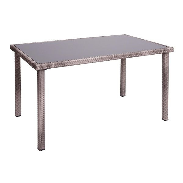 Mendler Poly-Rattan Tisch HWC-G19, Gartentisch Balkontisch, 120x75cm, grau-braun, 76325