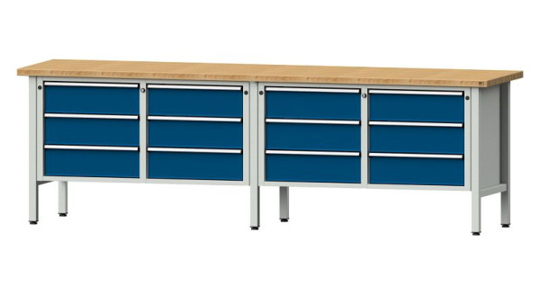 ANKE Werkbänke Kastenwerkbank, Modell 108 V, 2800 x 700 x 890 mm, RAL 7035/5010, BMP 40 mm, 301.445
