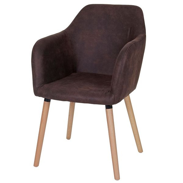 Mendler Esszimmerstuhl Malmö T381, Stuhl Küchenstuhl, Retro 50er Jahre Design, Textil, vintage dunkelbraun, helle Beine, 59112