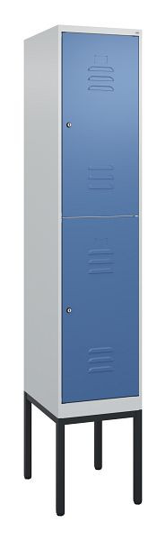 C+P Doppelstöckiger Spind Classic PLUS, Gestell, 2120x400x500mm, 7035/5023, Zylinderschlösser, 0803307-12 S10020
