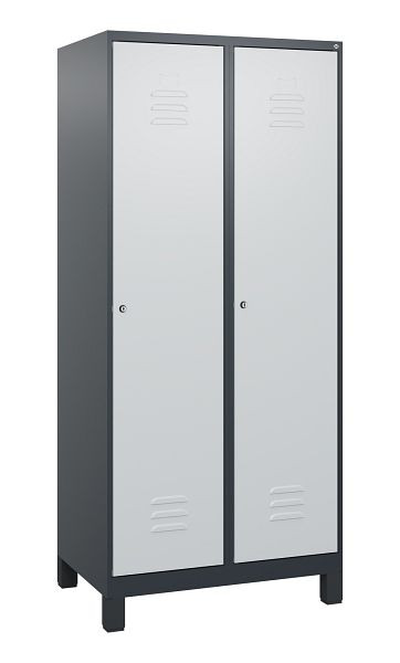 C+P Umkleidespind Classic PLUS mit Mitteltrennwand, Füße, 2 Abteile, 1800x800x500mm, 7016/7035, Zylinderschlösser, 0800107-22F S10028