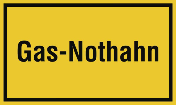 Moedel Gas-Nothahn, Textschild, Folie, 250x150 mm, 99116