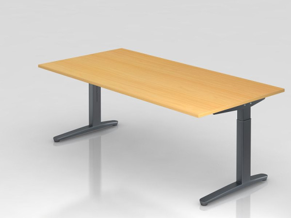 Hammerbacher Schreibtisch C-Fuß 200x100cm Buche/Graphit, Rechteckform, VXB2E/6/GG