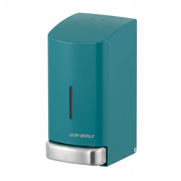 Air Wolf Seifenspender, blau-grün RAL 5021, frei befüllbar mit 800 ml Flüssigseife, Händewaschlotion und Desinfektionsmittel, Serie Alpha, 60-301