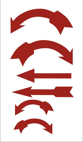 Moedel Richtungspfeile rot, Folie, 85x145 mm, VE: 6 Pfeile/Bogen, 52406
