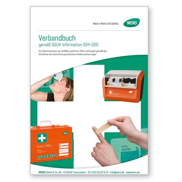 WERO Verbandbuch, DIN A4, 64 Blatt, gemäß DGUV Information 204-020, 209007