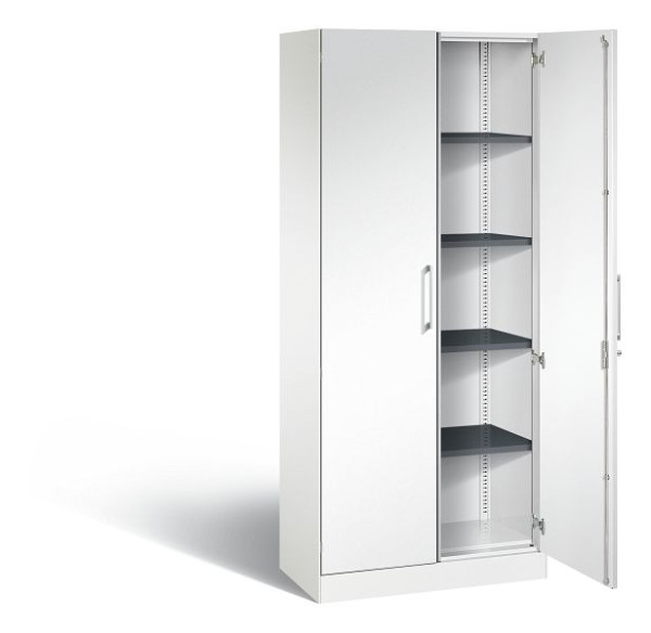 C+P Flügeltürenschrank Asisto, H1980xB800xT435mm, Farbe: Verkehrsweiß, Bügelgriff, 5 OH, 141003-000 S10130
