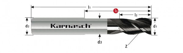 Karnasch VHM-Schaftfräser lang HSC/HPC d= 8,0/Z=3 Schaft HA UFX-1 Nano, 3063320800