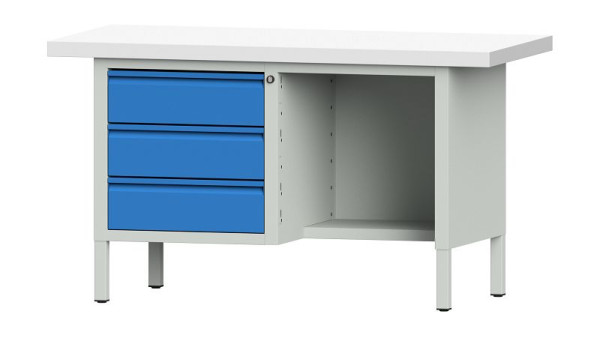 ANKE Werkbänke Kastenwerkbank, Modell 303 E, 1500 x 700 x 850 mm, RAL 7035/5012, KSP 50 mm, 510.303