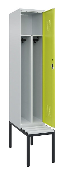C+P Spind Evolo PLUS, 1 Abteile, 2120x400x815mm, 7035/0024, Haken 4, Zylinderschloss, Sitzfläche Kunststoff, Sitzbank, Trennwand, 0490507-12F S10096