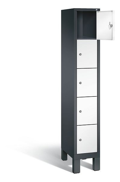 C+P Schließfachschrank Evolo, H1850xB320xT500mm, Farbe: Schwarzgrau / Verkehrsweiß, 48010-105 S10077