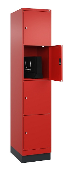 C+P Schließfachschrank Evolo PLUS, mit Sockel, 4 Fächer, 1950x400x500mm, 3020/30, 049020-124 S10025