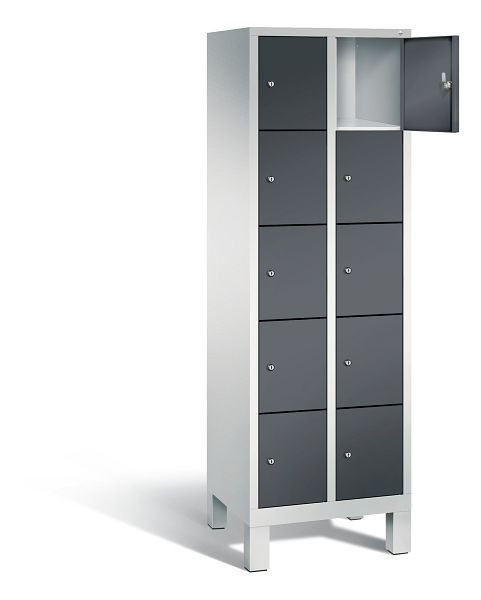 C+P Schließfachschrank Evolo, H1850xB610xT500mm, Farbe: Lichtgrau / Schwarzgrau, 48010-205 S10110