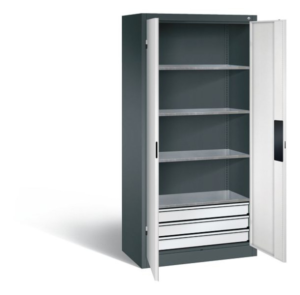 C+P Werkzeugschrank Acurado, H1950xB930xT500mm, Farbe: Anthrazitgrau / Lichtgrau, Muldengriff, 8921-523 S10166