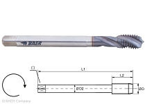 BAER HSSE-PM-TiAlN Maschinengewindebohrer 45° SP - MF 10 x 1,25 - DIN 374 Sonderlegierungen, 120612003