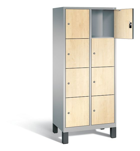 C+P Schließfachschrank Evolo, H1850xB810xT500mm, Farbe: Weißaluminium / Dekor Donau-Ahorn, 48010-224 S10212