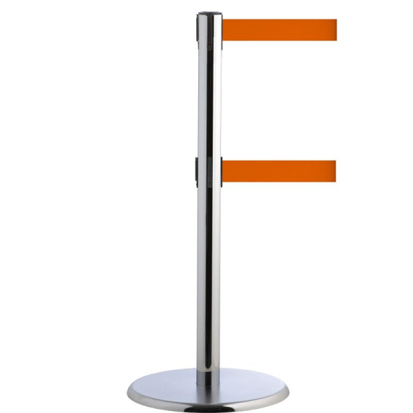 Stein HGS Personenleitsystem -P-Line Duo-, chrom, orange, mit Gurtendstück (Standard), Gurtlänge: 2 x 2,3 m, 14148-1502