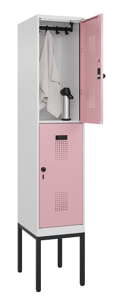 C+P Doppelstock-Spind Evolo PLUS, Gestell, 2 Fächer, 2120x400x500mm, 9016/3015, Drehriegel, 0493307-12 S10018