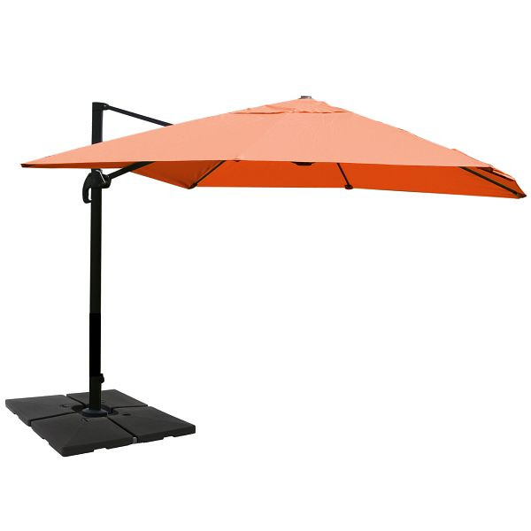 Mendler Gastronomie-Ampelschirm HWC-A96, Sonnenschirm, 3x4m (Ø5m) Polyester/Alu 26kg, terracotta mit Ständer, 134330+35661
