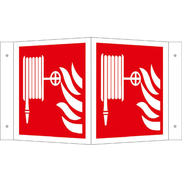 Stein HGS Winkel- und Fahnenschild, Löschschlauch, 200 x 200 mm / Fahnenschild, Kunststoff, 44.a5146