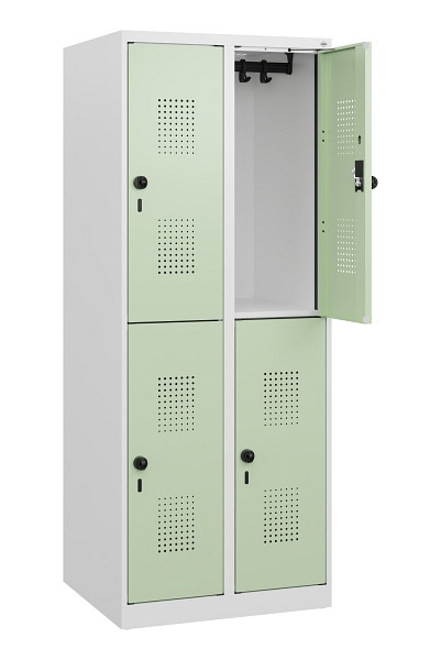 C+P Doppelstöckiger Spind Evolo PLUS, 4 Fächer, 1530x600x500mm, 9016/6019, Drehriegel, 0493005-20 S10021