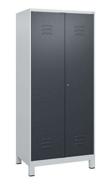 C+P Umkleidespind Classic PLUS SW, Füße, 2 Abteile, 1800x800x500mm, 7035/7016, Zylinderschloss, 0800127-22 S10023