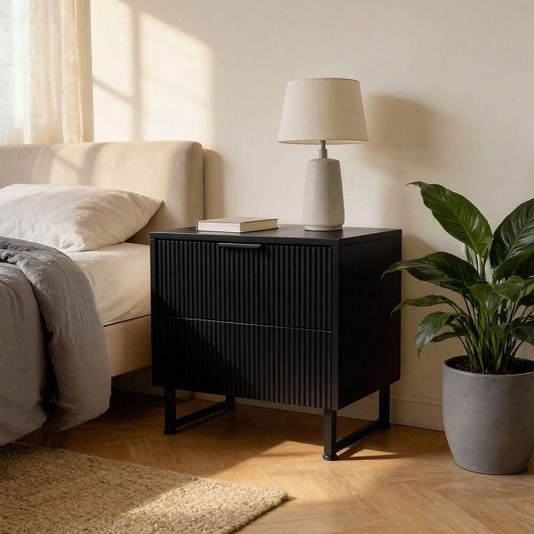 HOME DELUXE Nachttisch NYLA Schwarz - 45 x 61 cm, 74300