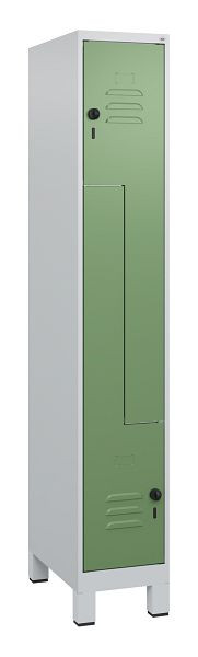 C+P Z-Spind Classic PLUS, Füße, 2 Abteile, 1800x300x500mm, 7035/6011, Drehriegel, 0800137-102 S10006