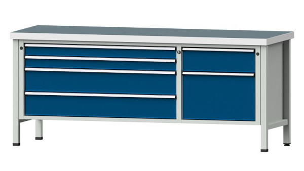 ANKE Werkbänke Kastenwerkbank, Modell 286 V, 2000 x 700 x 850 mm, RAL 7035/5010, UBP 50 mm, 304.606