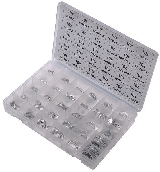 SW-Stahl Dichtring-Sortiment, Aluminium, 300-teilig, S8143