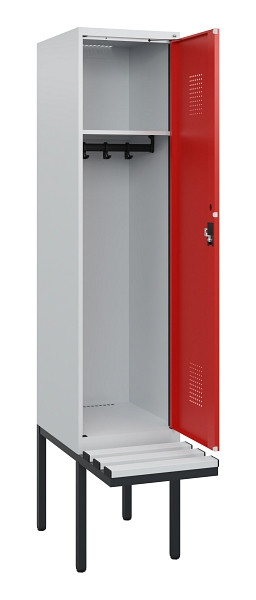 C+P Spind Evolo PLUS, 1 Abteil, 1950x400x815mm, 7035/3020, Zylinderschloss, Material Sitzfläche Kunststoff, 0490405-12 S10086