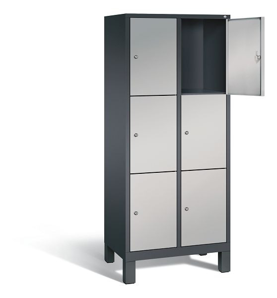 C+P Schließfachschrank Evolo, H1850xB810xT500mm, Farbe: Schwarzgrau / Weißaluminium, 48010-223 S10043