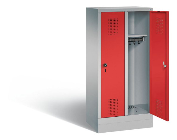 C+P Kindergarten-Spind Evolo, H1300xB610xT300mm, Farbe: Weißaluminium / feuerrot, 480203-20 S10075