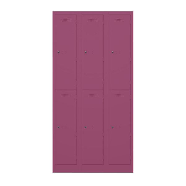 Bisley Garderobenschrank Primary Locker, 3 Abteile mit je 2 Fächern übereinander, 621 beere, PL3050T2621