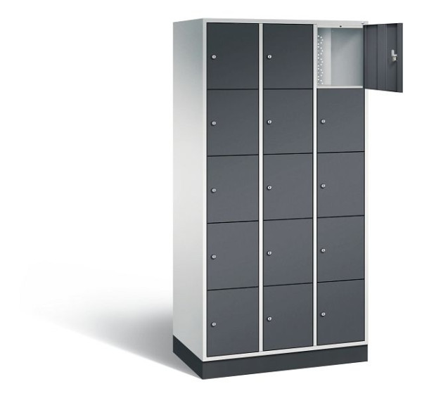 C+P Schließfachschrank Intro, H1950xB920xT490mm, Farbe: Lichtgrau / Schwarzgrau, 8570-301 S10159