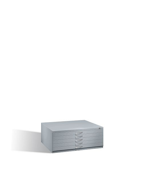 C+P Flachablageschrank Serie 7100_7200, H420xB1100xT765mm, Farbe: Weißaluminium, Bügelgriff, 7100-000 S10127