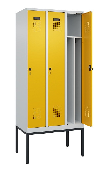 C+P Spind Evolo PLUS, Gestell, 3 Abteile, 2120x900x500mm, 7035/1004, Verschluss Drehriegel, 0490307-30F S10000