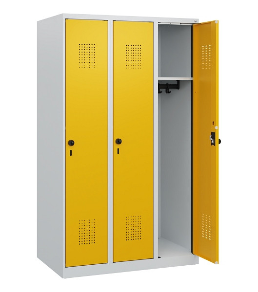 C+P Spind Evolo PLUS, 3 Abteile, 1530x900x500mm, 7035/1004, Drehriegel, 0490005-30 S10000