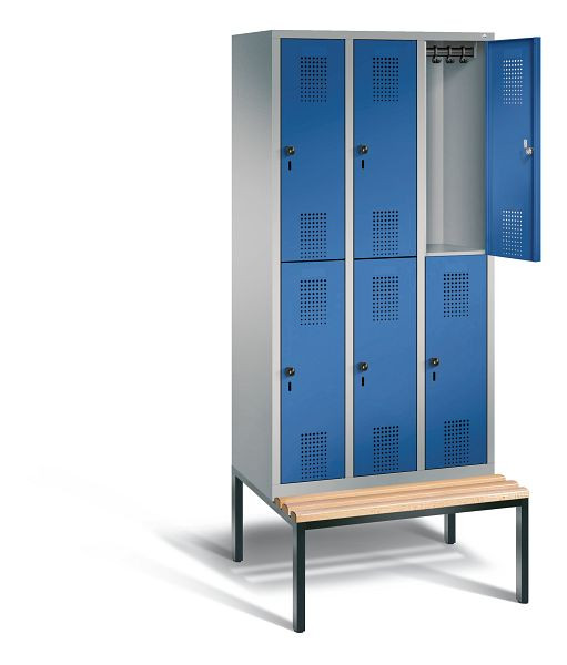 C+P Spind doppelstöckig Evolo, H2090xB900xT815mm, Farbe: Weißaluminium / Enzianblau, 48350-30 S10396