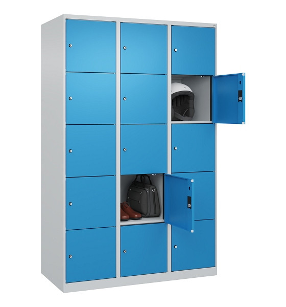 C+P Schließfachschrank Evolo PLUS, 15 Fächer, 1850x1200x500mm, 7035/5012, 049000-325 S10007