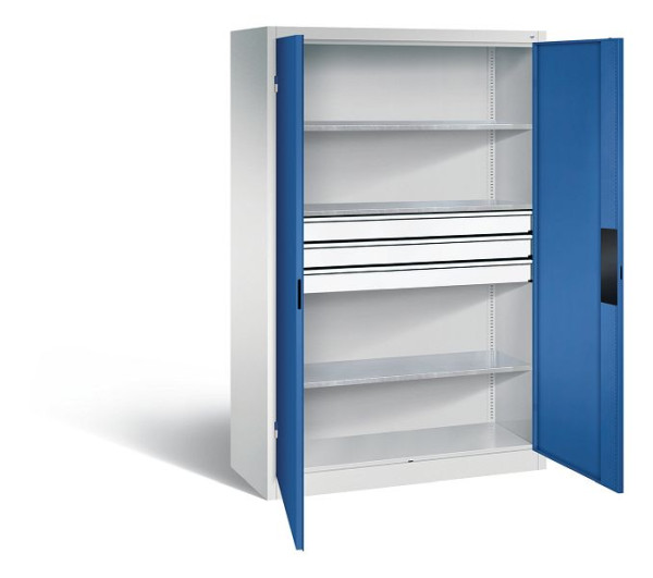 C+P Werkzeugschrank Acurado, H1950xB1200xT500mm, Farbe: Lichtgrau / Enzianblau, Muldengriff, 8931-5230 S10131