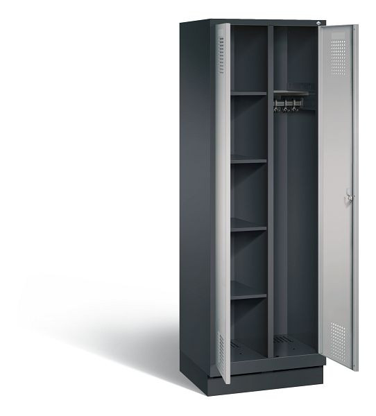 C+P Putzmittel-Spind Evolo, H1800xB610xT500mm, Farbe: Schwarzgrau / Weißaluminium, 48160-20 S10071